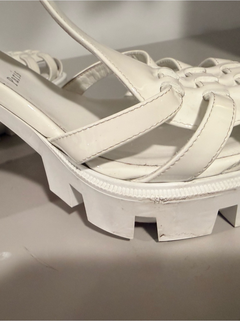 💯 Authentic Louboutin sz 42/ 12 White Patent Platform Heeled Sandals - Women - Picture 3 of 12